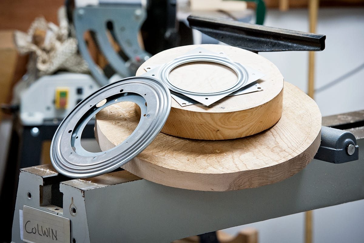 Lazy susan bearings and two wood blanks