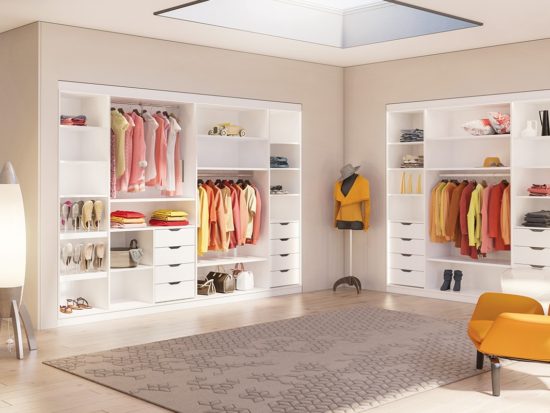 Wardrobes and shelving built using Lamello Cabineo