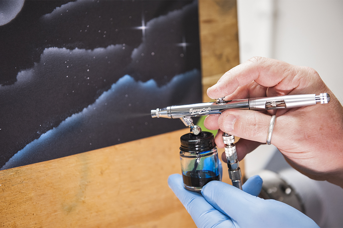 Spraycraft airbrushing a galaxy scene