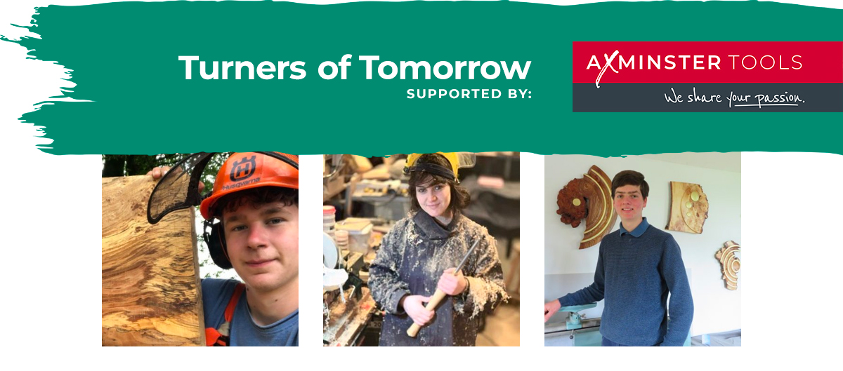 Turners of Tomorrow, supported by Axminster Tools - L-R: Owen Schroder, Kirsty Dalton, Arun Radysh Haasis